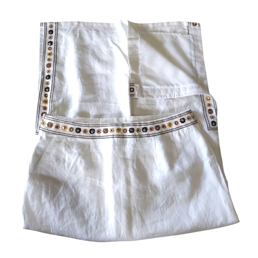 NWT Linen Embroidered Beachy Maxi Skirt by Richard Malcolm